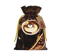 Deliciosa bolsa de regalo de lino con cordón y estampado de corazón para fiestas de Navidad, bolsas de regalo de vacaciones.