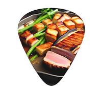 Deliciosa carne a la parrilla, las púas de guitarra de 12 piezas incluyen tres púas: finas, medianas y pesadas. Adecuado para guitarras eléctricas, acústicas y bajos de todas las fuerzas