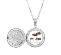 Delicioso collar con medallón con patrón de hongos frescos, joyería para regalo de cumpleaños