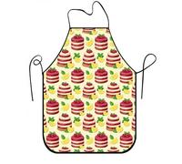 Delicioso delantal con patrón de pastel para cocinar, delantal de cocina de postre vintage, textura de lino floral para hornear de verano, lavable para Bb, Amarillo, 24x31 Inch