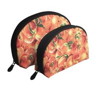 Delicioso Melocotón, Bolsa de Maquillaje de Concha, Monedero pequeño para Mujer, Bolsa de artículos de tocador, Bolsa de cosméticos, 2 Piezas