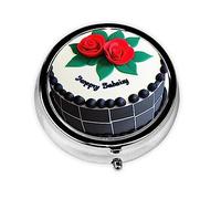 Delicioso pastillero Cakesround, organizador redondo de 3 compartimentos y pastillero de viaje portátil para viajes.