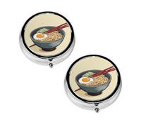 Delicioso pastillero con estampado de ramen dulce con 3 compartimentos, portátil para bolsillo o bolso, organizador de píldoras decorativo de metal, organizador de vitaminas, regalo único