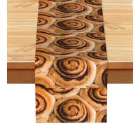 Delicioso patrón de Pan de Rollos de Canela,Camino de Mesa de Lino sintético para el hogar, Fiestas, comedores, 33 x 183 cm