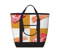 Delicioso salmón y bistec,Bolsas de almuerzo de gran capacidad, bolsa de mano térmica para mujeres, hombres, trabajo, picnic, viajes.