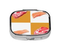 Delicioso salmón y filete, pastillero Meta con 2 compartimentos, organizador portátil