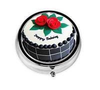 Delicious Cakes - Pastillero redondo con tres compartimentos para almacenar vitaminas, aceite de pescado y suplementos nutricionales.