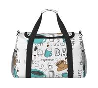 Delicious Coffee Print - Bolsa de lona grande de viaje para fin de semana para mujer, bolsa de mano, Negro -, Talla única