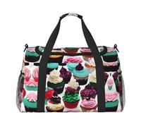 Delicious Cupcakes - Bolsa de lona grande de viaje para mujer, bolsa de viaje para mujer, bolsa de mano, Negro -, Talla única