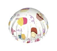 Delicious Cupcakes - Gorros de ducha reutilizables para mujeres y hombres, impermeables, antideslizantes, de secado rápido, pelo largo y corto