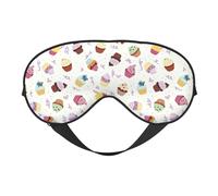 Delicious Cupcakes - Máscara de ojos suave con estampado de magdalenas, funda reversible para viajes, correa ajustable opaca para dormir