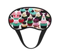 Delicious Cupcakes Print Sleep Solution - Máscara opaca para dormir con orejeras - Viajes Yoga Meditación