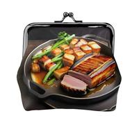 Delicious Grilled Meat - Monedero pequeño para mujer, con cierre de beso, tamaño de bolsillo, mini monedero para mujer