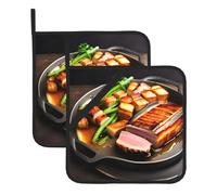 Delicious Grilled Meat Printed - Juego de 2 alfombrillas resistentes al calor para cocina, aptas para cocinar y hornear