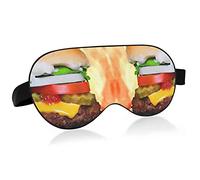 Delicious Hot Fresh Burger Hamburger Eye Masks Cover Blocks Light Sleep Mask Shade Cover Blindfold Relajante Eyeshade Cover con correa ajustable para la cabeza para hombres, mujeres y niños