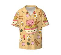 Delicious Sweet Ramen - Camisa informal de manga corta para hombre, estilo hawaiano, transpirable y cómoda, con botones, para la playa, Negro, 3XL