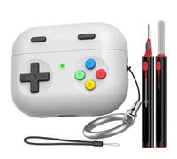 Delidigi Funda AirPods Pro 3 Case Protectora de Silicona de Diseño Clásico Consola Juegos Mano para Apple AirPods Pro 3.ª Generación con Kit Limpieza & Mosquetón & Cordón(Gris Claro)