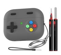 Delidigi Funda AirPods Pro 3 Case Protectora de Silicona de Diseño Clásico Consola Juegos Mano para Apple AirPods Pro 3.ª Generación con Kit Limpieza & Mosquetón & Cordón(Gris Oscuro)