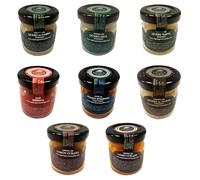 Deliex 12 Patés y cremas pequeñas sabores variados. Miniaturas gourmet en cristal 30 gr, detalles a invitados en eventos, bodas, comuniones, bautizos (12 Tarros, Variados)