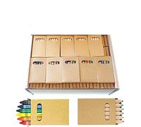 Deliex 20 Cajas de mini Ceras Infantiles y 20 de mini Lápices de Colores. 6 Crayons por Caja. Ideal para regalos de Cumpleaños Infantiles, detalles para niños en Bodas y Colegios (20)