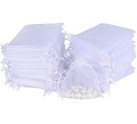 Deliex - 50 Bolsas de organza (9x12cm) con lazos para detalles de boda, comunion, bautizos, para guardar joyas, dulces.
