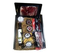 Deliex. Cesta gourmet regalo con aceite La Chinata, jamón, lote de ibéricos, patés, picos ...Regalos originales para hombres y mujeres. (Cesta sin queso)