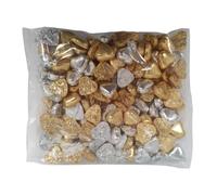 Deliex Delicias de Extremadura - 1 kg de bombones de chocolate con forma de coraz?n rellenos de crema de leche, dorado y plateado bolsa de 1 kilo (130