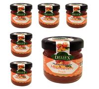 Deliex delicias de Extremadura. 30 Mermeladas pequeñas sabor melocotón. Miniaturas de mermeladas en cristal 30 gr, detalles a invitados en bodas, comuniones, bautizos (Melocotón, 30 Tarros)