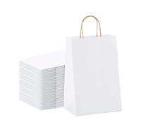 Deliex delicias de Extremadura 50 Bolsas para regalos de papel kraft blancas con asas, bolsas para regalar en tiendas y comercios (32 x 39,5 x 12 cm Blancas, 50 Bolsas)