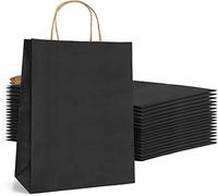 Deliex delicias de Extremadura. 50 Bolsas para regalos de papel kraft con asas, en diferentes tamaños, bolsas de papel para tiendas y comercios (32,3 x 24 x 11 cm, Negras, 50 Bolsas)