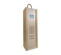 Deliex delicias de Extremadura. Caja de madera para botellas de vino/aceite personalizada para regalo de empresa. Incluye el logotipo y el texto que desees (1 botella)
