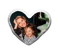 Deliex delicias de Extremadura. Cojín Personalizado con Foto y/o Texto. Regalos con Foto. Varios tamaños. Relleno Incluido. Regalos Originales para Hombres y Mujeres. (Corazon_33_x_33_2_Caras)