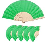 Deliex delicias de Extremadura. Lote 50 Abanicos de tela y madera en color verdes. Abanicos para invitadas en bodas, bautizos y comuniones, abnicos para fiestas de veranos (VERDES, 50)