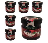 Deliex delicias de Extremadura. Mermeladas pequeñas sabor frutos rojos. Miniaturas de mermeladas en cristal 30 gr para detalles a invitados en bodas, comuniones, bautizos (Frutos rojos, 30 Tarros)