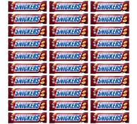 Deliex delicias de Extremadura. Pack 20 Snickers de chocolate 50 gr. Chocolatina con Deliciosa Crema de Cacahuete Caramelo y Cacahuete recubiertos de Chocolate con Leche. (20)