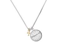 Delight Jewelry Silvertone Super Mini Simple Cruz - Biblia versículo Filipenses 4:13 Cristal Collar de cúpula, 18 Pulgadas + 2 Pulgadas