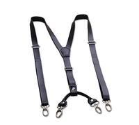 DELIGUO Tirantes para Hombres - 1.5Cm Tirantes De Cuero Gancho De Moda Hebilla Tirantes Elástico Ajustable Casual Pantalones De Negocios Correa Accesorios De Vestuario,Black,1.5Cm