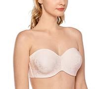 DELIMIRA - Sujetador Sin Tirantes con Aros Invisible para Mujer Rosa Blanca 100C
