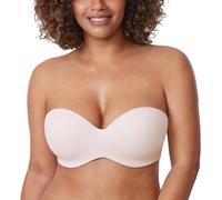 DELIMIRA Sujetador sin Tirantes Invisible Tallas Grandes con Aros para Mujer Rosa Blanca 100D