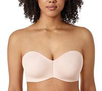 DELIMIRA Sujetador sin Tirantes sin Relleno Invisible Apoyo Talla Grande Reductor con Aros Antideslizante Rosa Blanca 90G