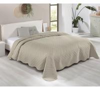 Delindo Lifestyle Colcha Rocco, Colcha para cama doble, color sólido, acolchado, beige, 220 x 240 cm