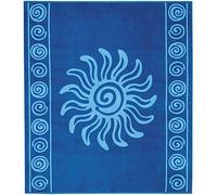 Delindo Lifestyle® Toalla de Playa Tropical Sol Azul XXL, 100% algodón, Hecho de algodón Egipcio, 180x200 cm Grandes