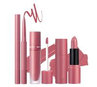 Delineador De Labios - Juego De Lápiz Labial | Brillo De Labiôs, Terciopelo Mate 3 En 1, Combinación De Salud De Los Lãbios Para Crear Perfectamente Un Contorno Natural, Definición Mejorada, Cosmético