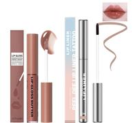 Delineador de labios Set, Peeling de manchas de labios resistente al agua de larga duración, Moisturizing Lightweight Lip Gloss Lip Combo, Long Lasting Nude Lip Liner and Lip Gloss Combo (2#)