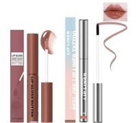 Delineador de labios Set, Peeling de manchas de labios resistente al agua de larga duración, Moisturizing Lightweight Lip Gloss Lip Combo, Long Lasting Nude Lip Liner and Lip Gloss Combo (3#)