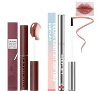 Delineador de labios Set, Peeling de manchas de labios resistente al agua de larga duración, Moisturizing Lightweight Lip Gloss Lip Combo, Long Lasting Nude Lip Liner and Lip Gloss Combo (1#)
