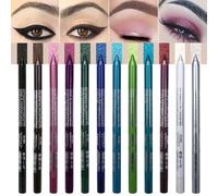 Delineador de ojos de colores, 12 piezas de gel delineador de ojos con purpurina impermeable, juego de bolígrafos de colores a prueba de manchas, lápiz de sombra de perlado de larga duración p