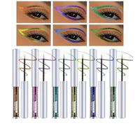Delineador de ojos líquido con purpurina | Delineador de ojos brillante | Juego de 6 herramientas de maquillaje de larga duración, cosméticos portátiles que cambian de color para mujeres