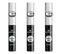 Delineador líquido en tinta essence, 01, negro, definidor, vegano, sin partículas de microplástico, sin parabenos, paquete de 3 (3 x 3 ml)