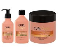 Deliplus Champú + mascarilla con aclarado + mascarilla sin aclarado Pack Curl Perfect para cabello rizado apto para el método curly 400 ml, 400 ml y 200